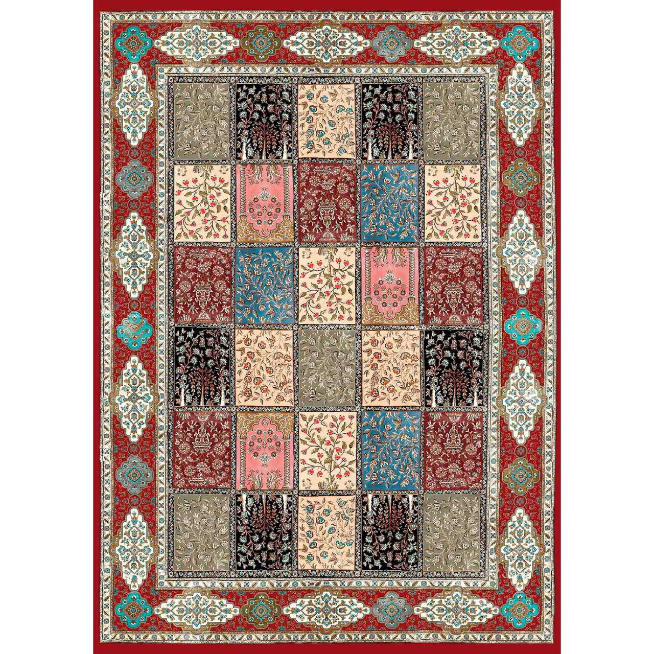 Covor, Exfab226, 80x150 cm, Bej / Crem / Albastru / Roșu — imaginea 2