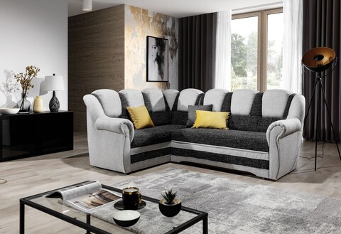 Coltar extensibil stanga 3 locuri ELTAP, LII-021, Lord II, 243x195x112 cm, lemn/poliester, negru/alb