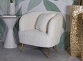 Fotoliu cu perna decorativa Soffy, Mauro Ferretti, 73x66x78 cm, lemn de pin/piele ecologica, alb/auriu