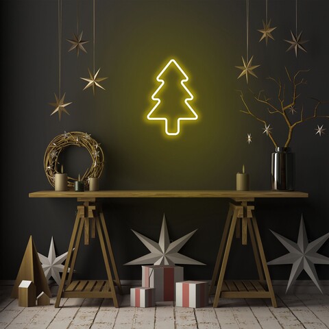 Lampa de perete Christmas Pine, Neon Graph, 21x30x2 cm, galben mezoni.ro