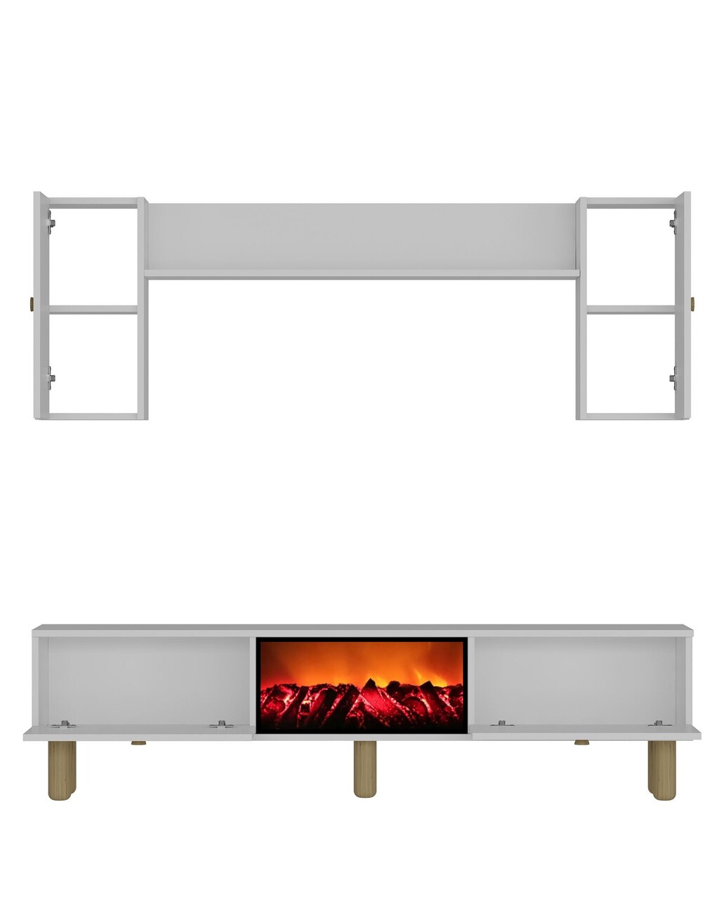 Comoda TV, Hanah Home, Dario Bohem Fireplace, 150x44.6x29.6 cm, PAL , Alb - imagine 5
