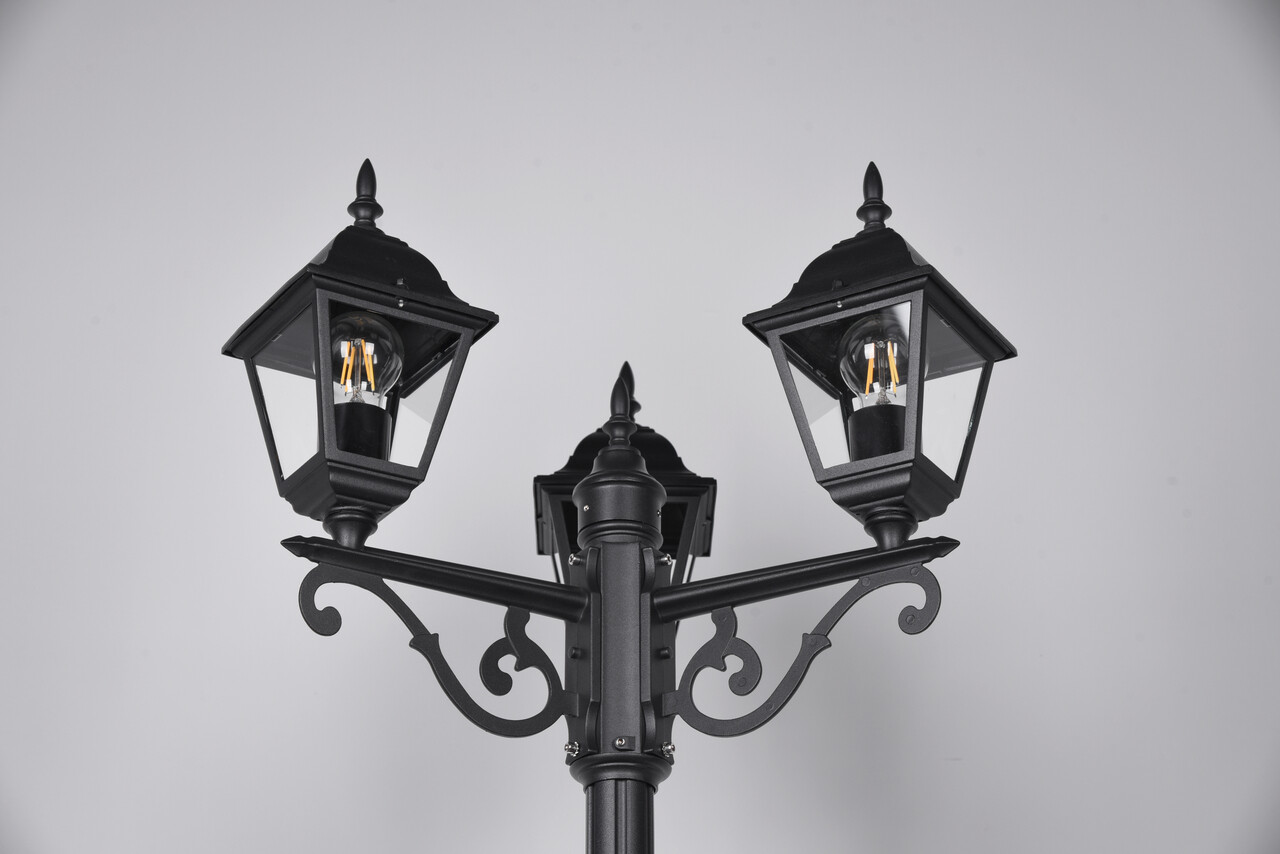 Lampadar de exterior Livenza, TRIO, 58x200 cm, 60W, 3x E27, aluminiu, negru mat