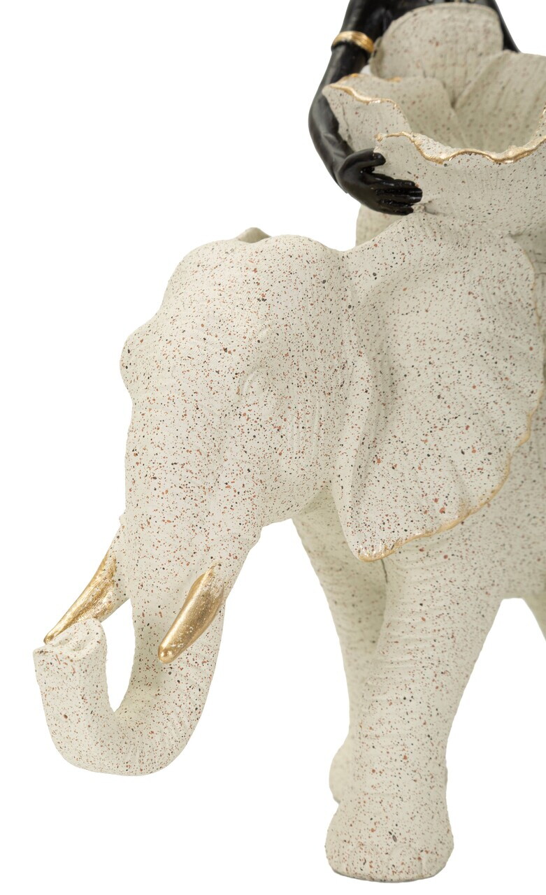 Statueta / figurina decorativa, Mauro Ferretti, African Woman on Elephant, 19.5x8x12 cm, polirasina, nisip - view 4