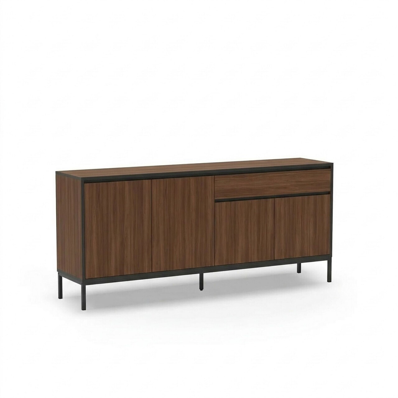 Consola, Hanah Home, Lorenza, 180x80x40 cm, PAL, Nuc Milano / Negru lemn / Negru — imaginea 3