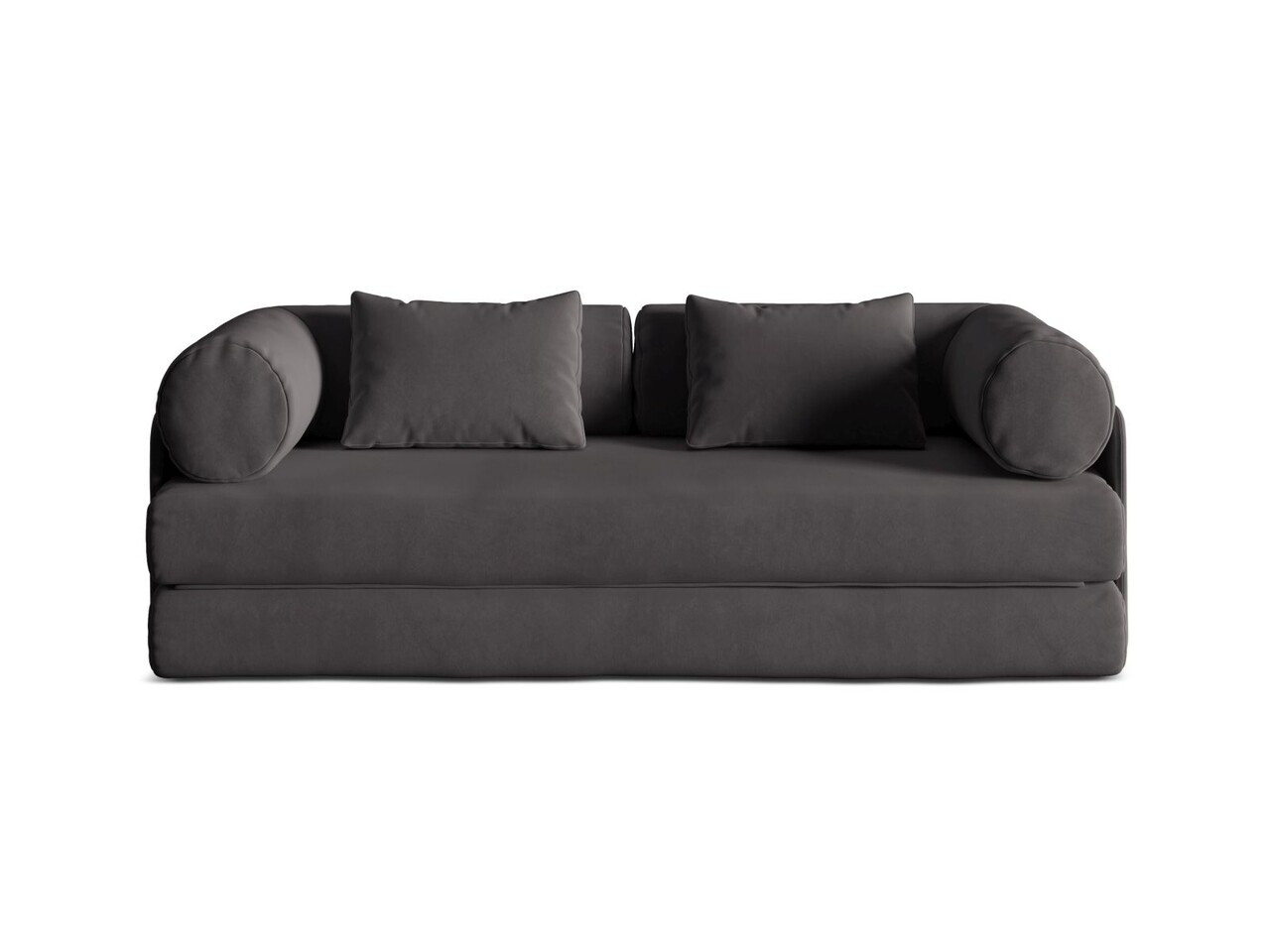 Canapea extensibila 3 locuri, Dreamy, Micadoni Home, 206x95x70 cm, catifea, gri inchis