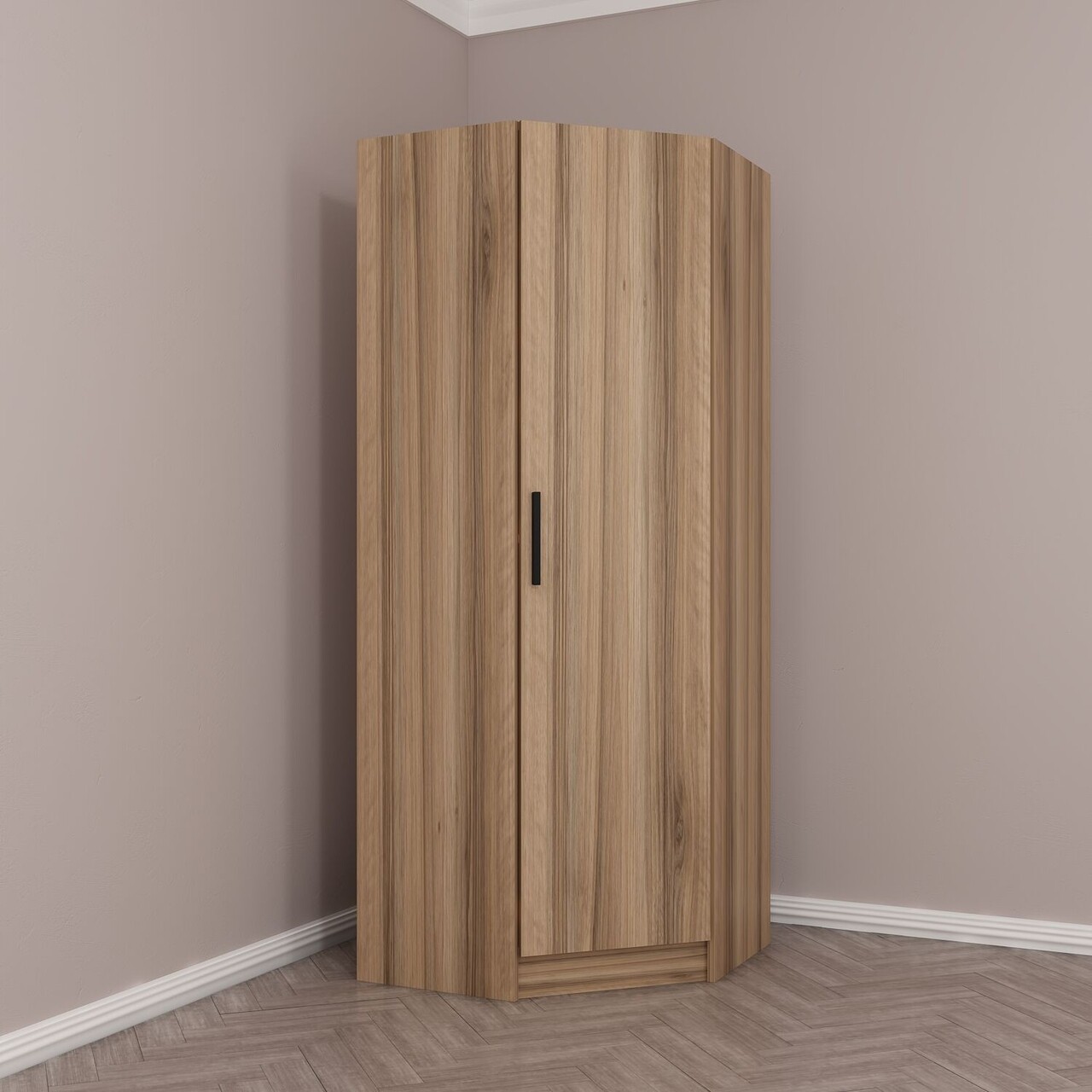 Dulap pentru haine, Minerva, Kale 1 Walnut, 74x210x52 cm, PAL, Maro - 2 | YEO