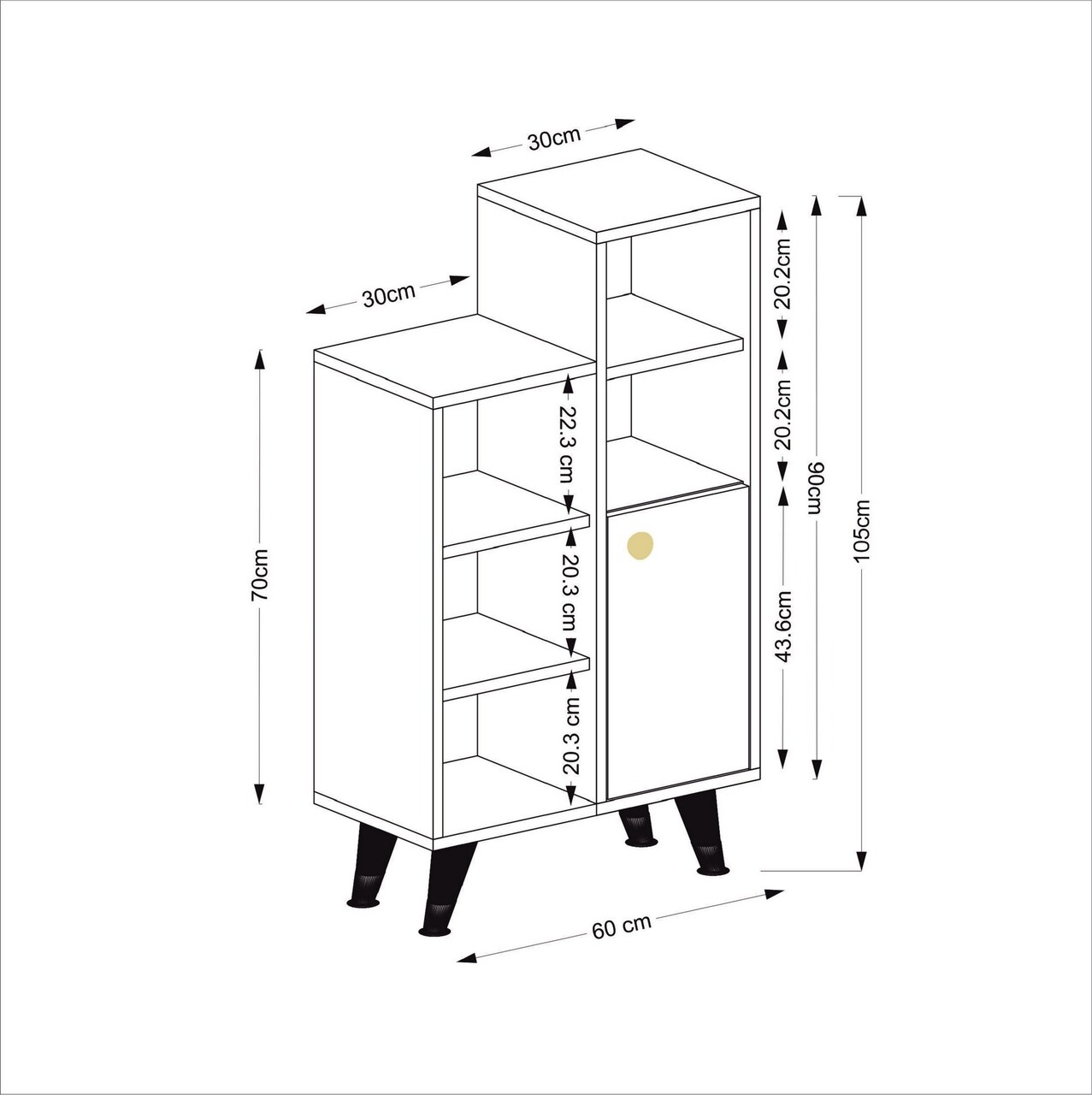 Dulap Multifunctional, Olivia, Stella, 60 X 105 X 29.6 Cm, Pal Melaminat, Alb