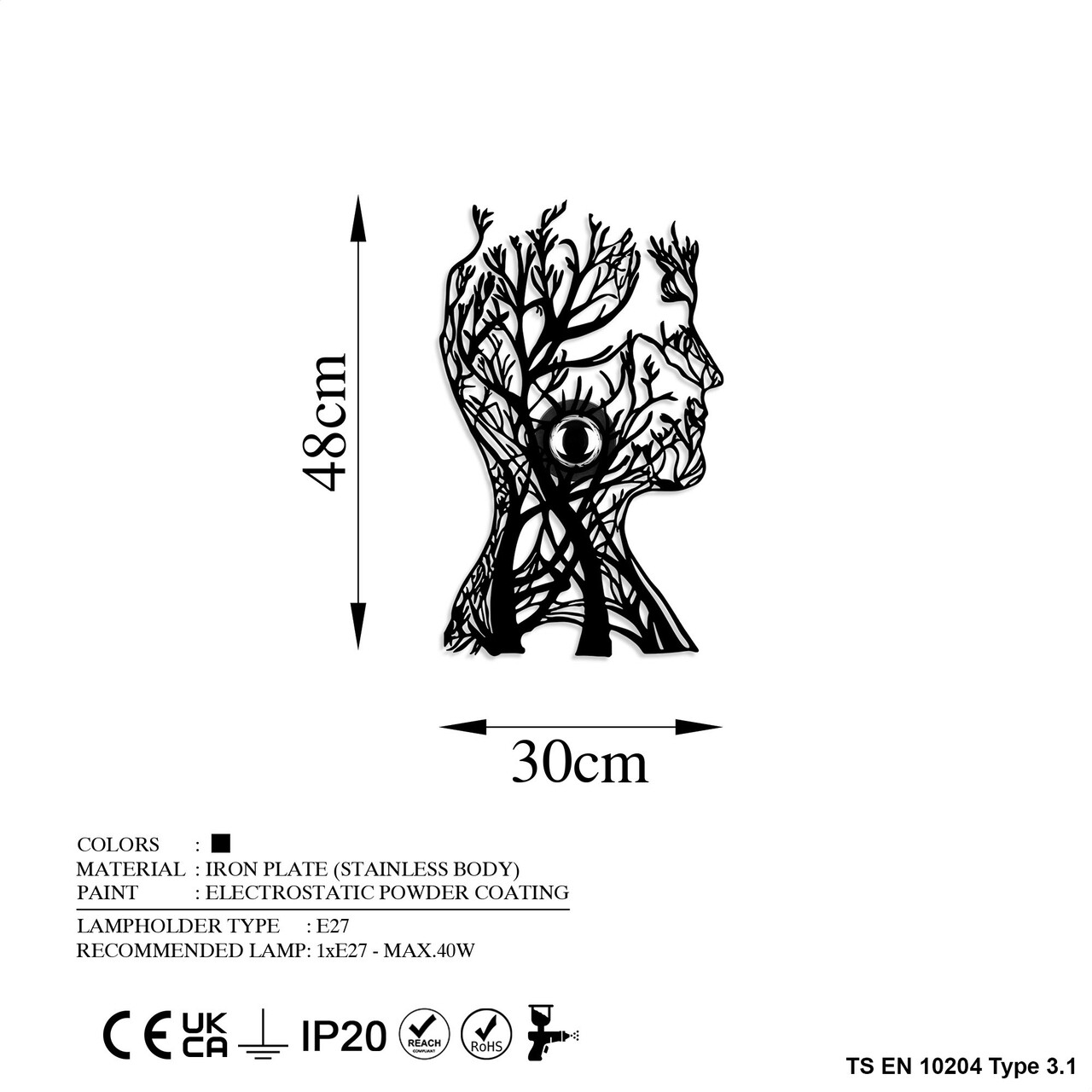 Aplica de perete, Shadow, 526SHD1182, Metal, Negru