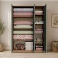 Dulap pentru haine, Hanah Home, Loren 1600-236, 135.8x188.6x53.8 cm, Nuc / Verde