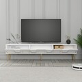 Comoda TV, Hommy Craft, Lyon 43, 180x43x35 cm, PAL, Alb/Auriu