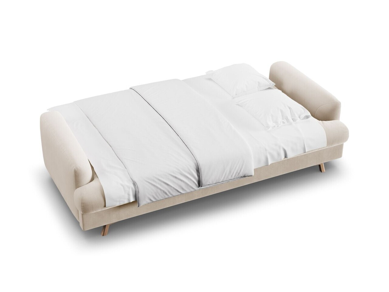 Canapea extensibila 3 locuri, Naomi, Micadoni Home, 233x110x95 cm, catifea, bej — imaginea 2
