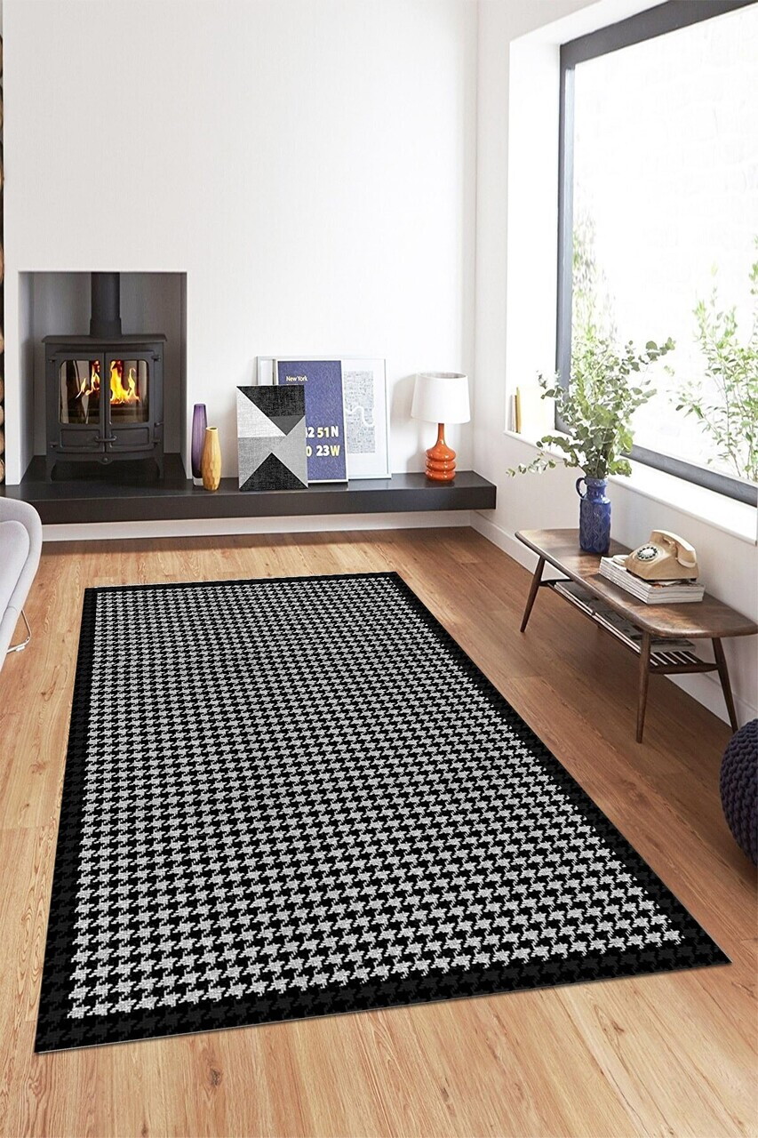 Covor, CLR-0000383-003, 80x200 cm, Poliester, Negru