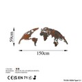 Decoratiune de perete, World Map Medium, Metal, 150 x 59 cm, Multicolor