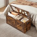 Bancheta cu spatiu depozitare, Vasagle, 100x40x46 cm, PAL, maro rustic