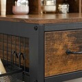 Masa de toaleta cu oglinda si taburet / masuta dressing, Vasagle Industrial, 90x40x141 cm, PAL/oglinda, maro
