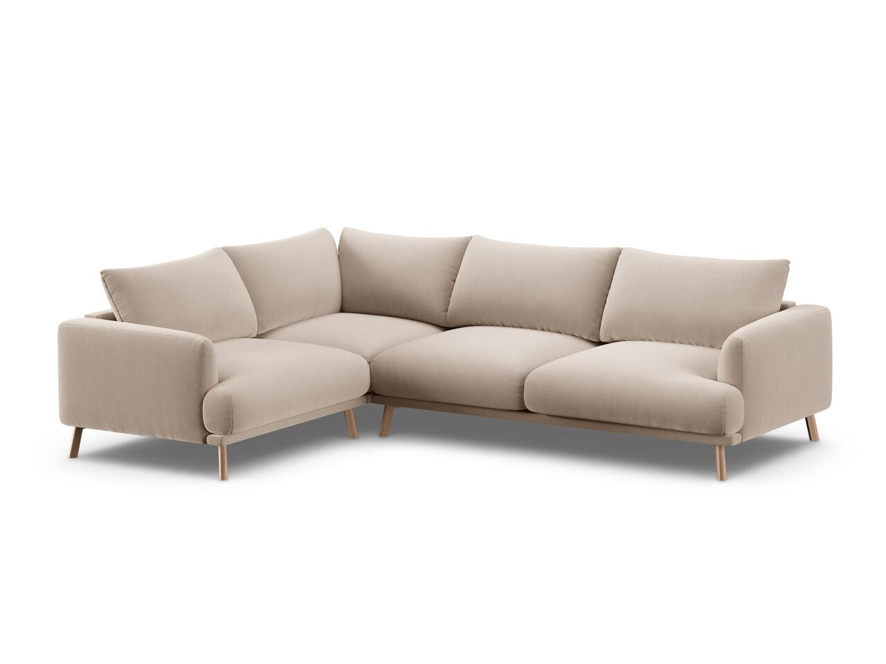 Coltar stanga 4 locuri, Naomi, Micadoni Home, 280x195x75 cm, catifea, bej — imaginea 5