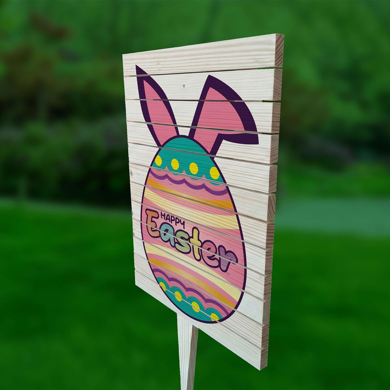 Semn de curte, Bunny Ears Egg, 38x58 cm, Negru - imagine 2