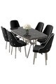 Set masa si scaune (7 piese), Hanah Home, Asel, Sonata / Crom / Negru