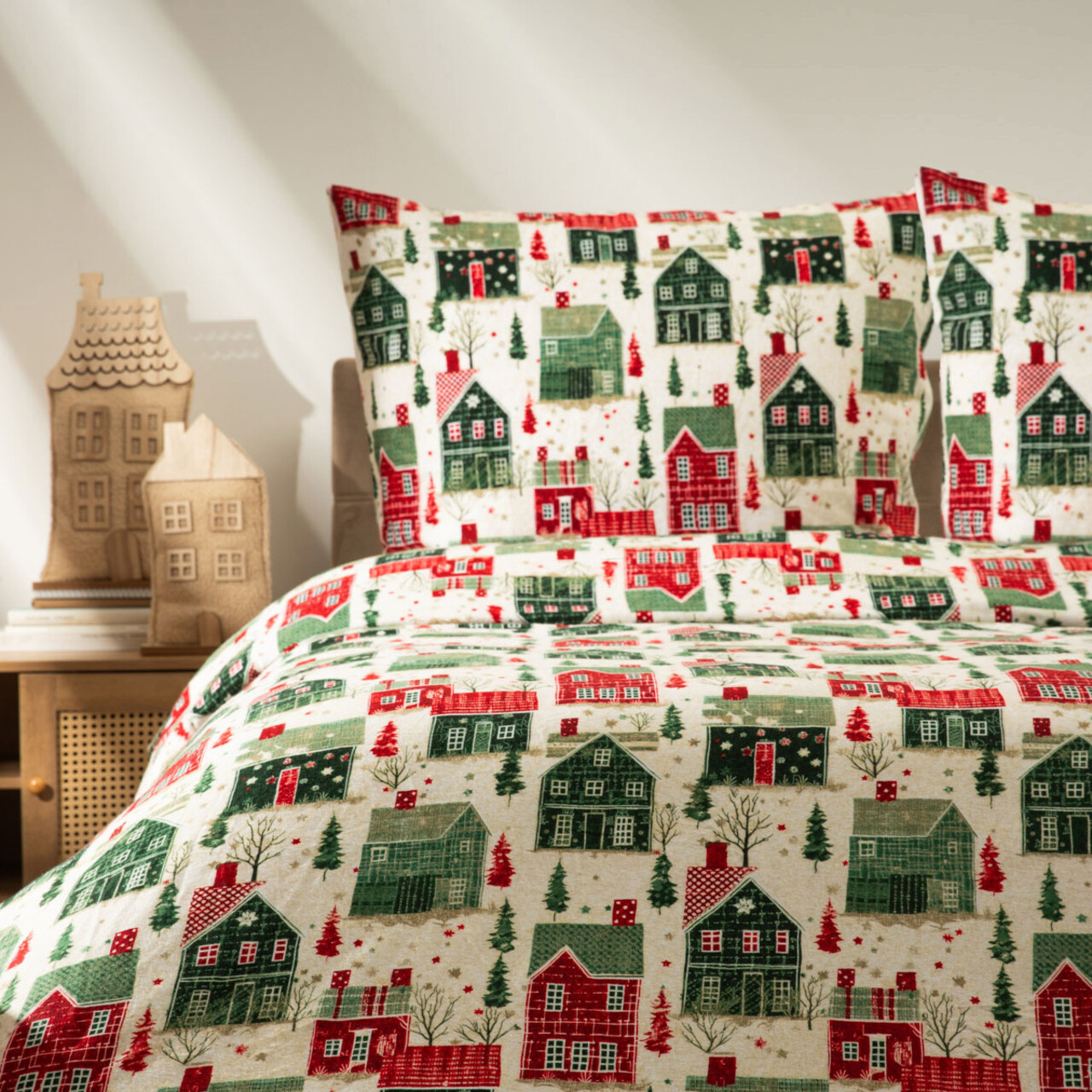 Lenjerie de pat King Size, Glora, Homla, 3 piese, 200x220 cm, bumbac, multicolor