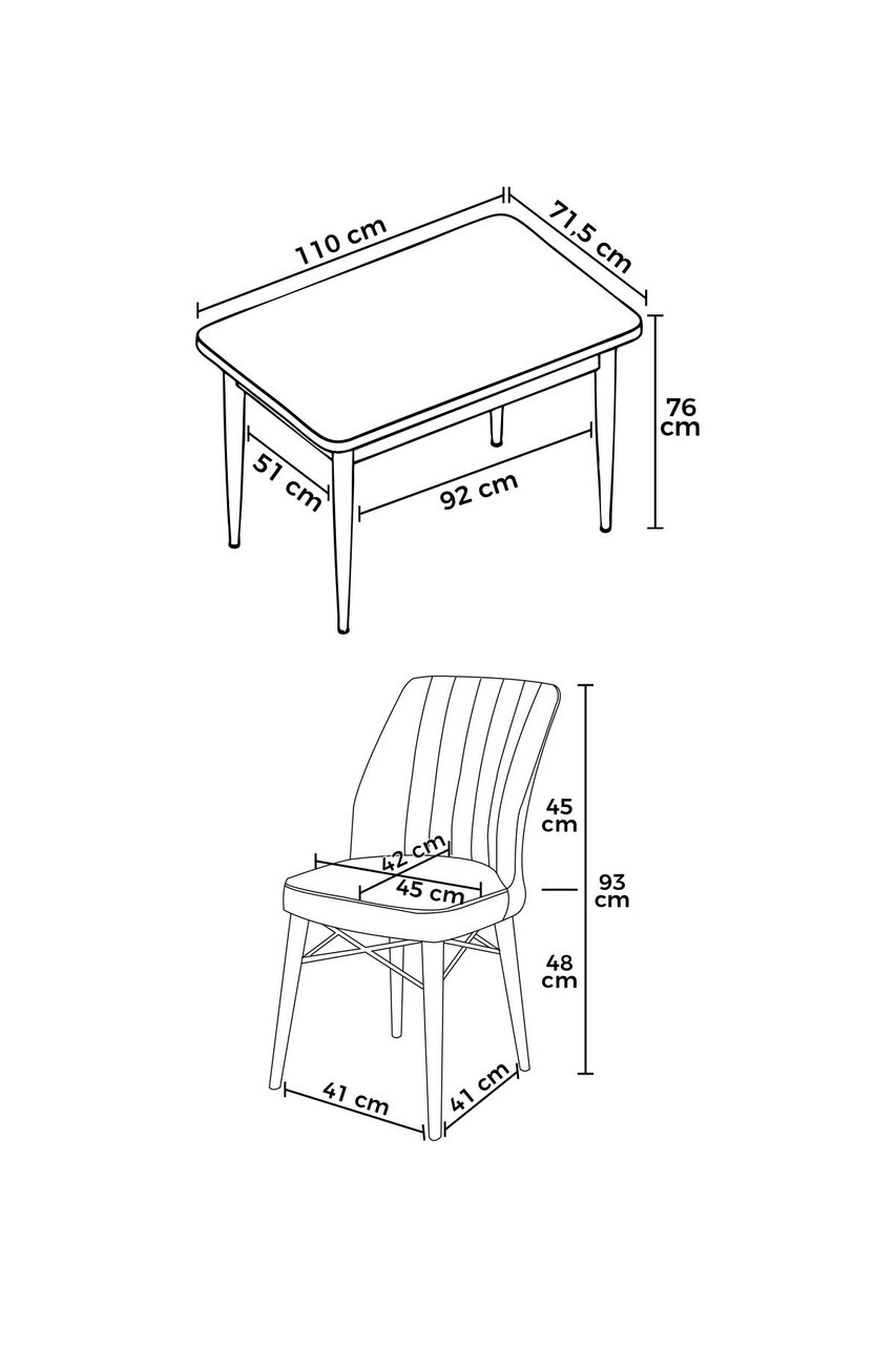 Set masa si scaune (5 piese), Hanah Home, Radde, Model baroc din lemn / Maro — imaginea 3