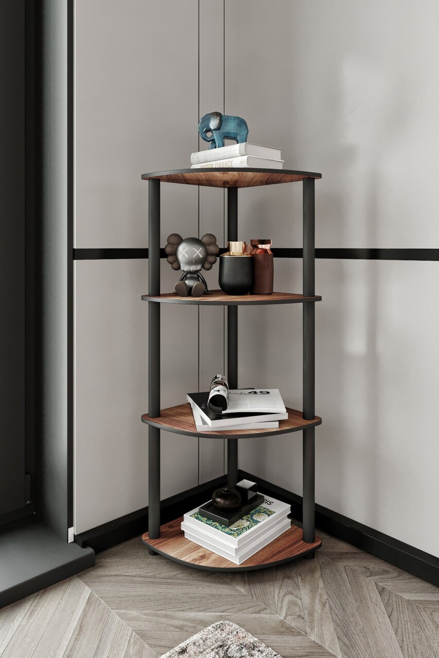 Corp biblioteca, Hanah Home, Bookcase 4 Corner, 34x105x34 cm, MDF , Maro