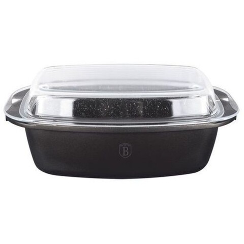 Vas pentru cuptor cu capac, Berlinger, Diamond Line, aluminiu/marmura/sticla termorezistenta