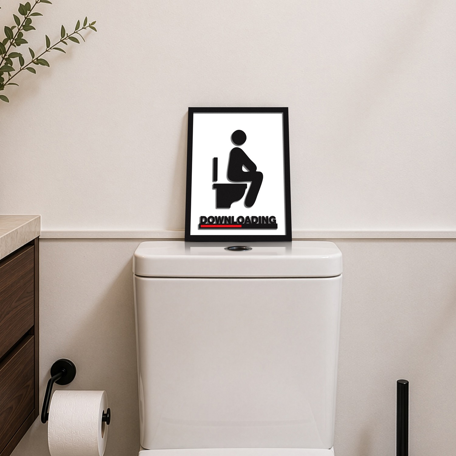 Tablou decorativ, Downloading, Dimensiune: 20 x 25 cm, Alb/Negru