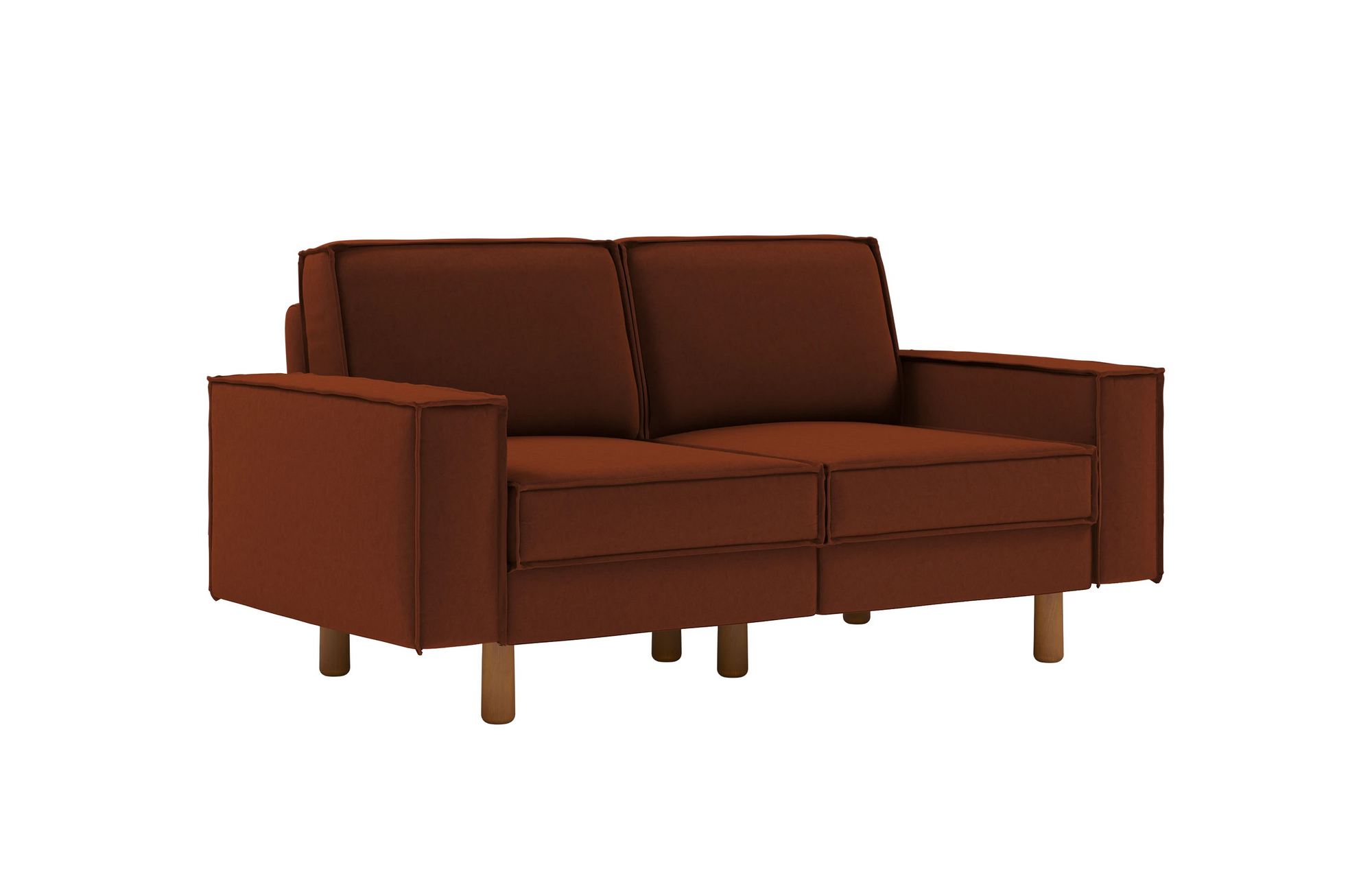 Canapea 2 locuri, Atelier del Sofa, 918CMF1218, Cadru: 100% OȚEL, Roșu de țiglă / Nuc