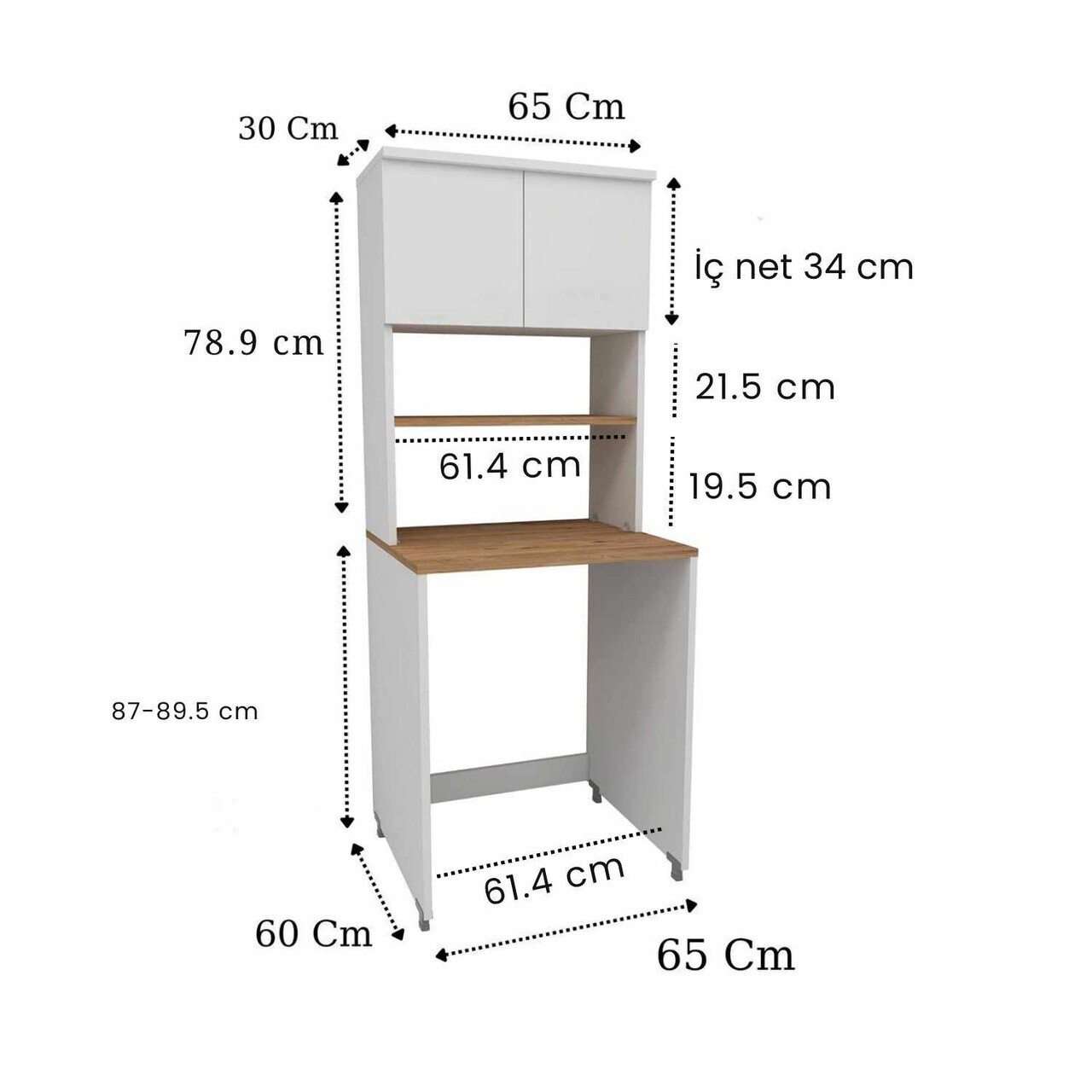 Dulap masina de spalat, Hanah Home, Washing Machine 3 Shelf, 65x34x30 cm, Pin Atlantic / Alb — imaginea 3
