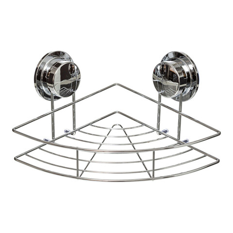 Etajera de colt pentru baie Corner, 5five, fixare cu ventuze, 22 x 22 x 11.5 cm, otel 5five