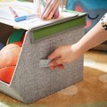 Set 3 cutii depozitare Vasagle, capac magnetic, 38x25x35 cm, material netesut/metal, multicolor