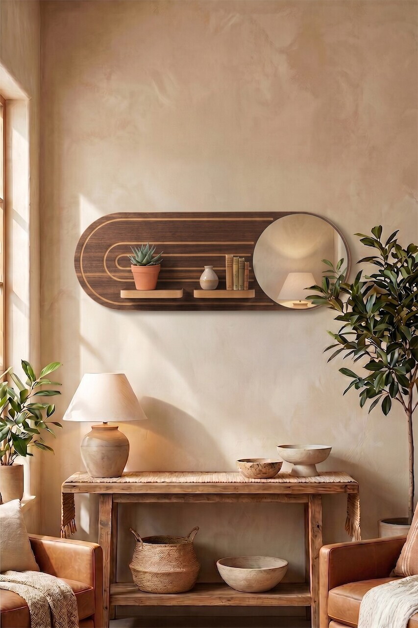 Raft de perete, Hanah Home, Artmtkwll8-Wenge, MDF, Wenge — imaginea 2