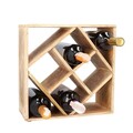 Suport 8 sticle de vin, Sjal Mango, Homla 33x15x33 cm, lemn, natur