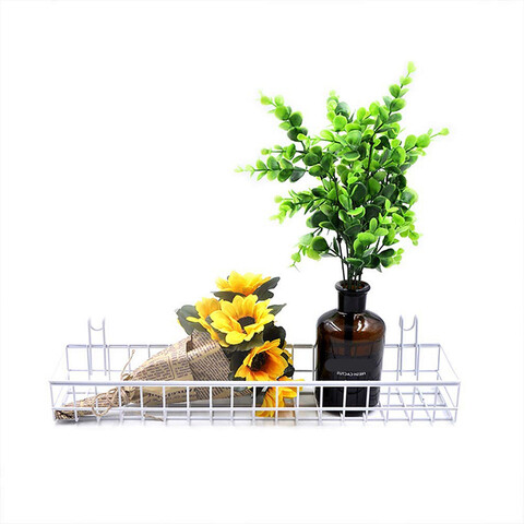 Decoratiune de perete, wr012, metal, dimensiune: 40 x 9 x 11 cm, alb