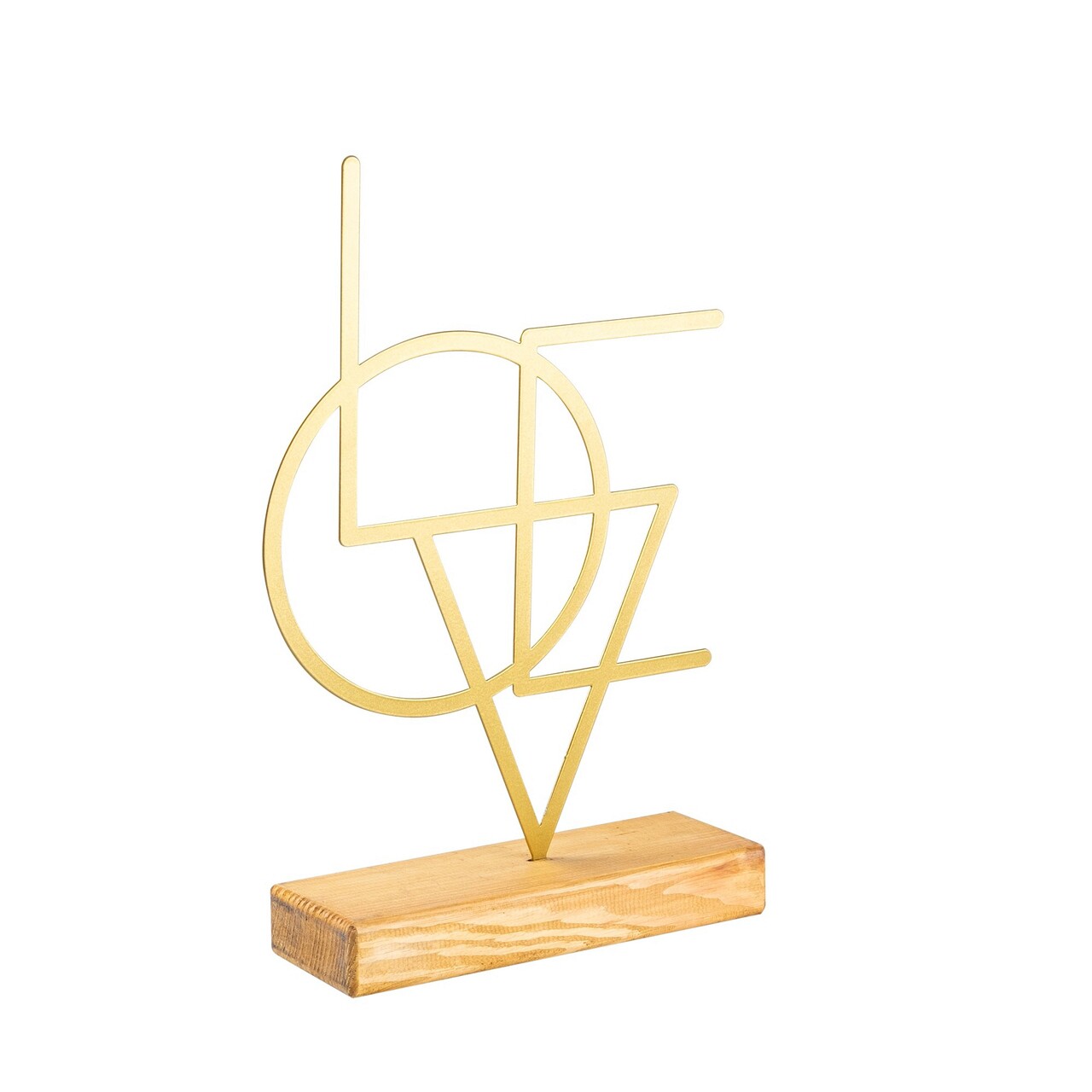 Decoratiune, Geometric, 21x41x4 cm, Metal, Auriu - 1 | YEO