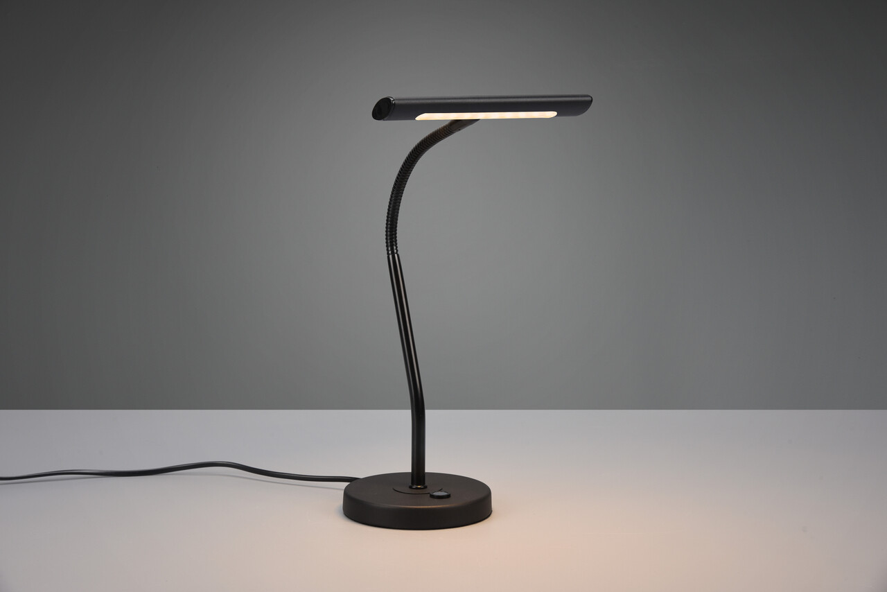 Lampa de masa Curtis, TRIO, 18x35 cm, 4W, 1x SMD LED, metal, negru mat