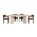 Set masa extensibila si scaune (5 piese), Nordure, Aleria 4, Travertin / Nuc / Maro