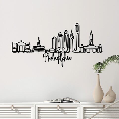 Decoratiune de perete, philadelphia, metal, grosime: 2 mm, negru