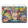 Tablou decorativ, 4570POP-012, Canvas, Lemn, Multicolor