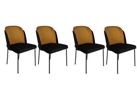 Set scaune 4 piese, Nmobb, Dore-142 V4, Metal, Mustar / Negru