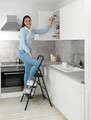 Scara pliabila cu sistem antiderapant Compact, Wenko, 48x57x106.5 cm, aluminiu/cauciuc, negru/gri