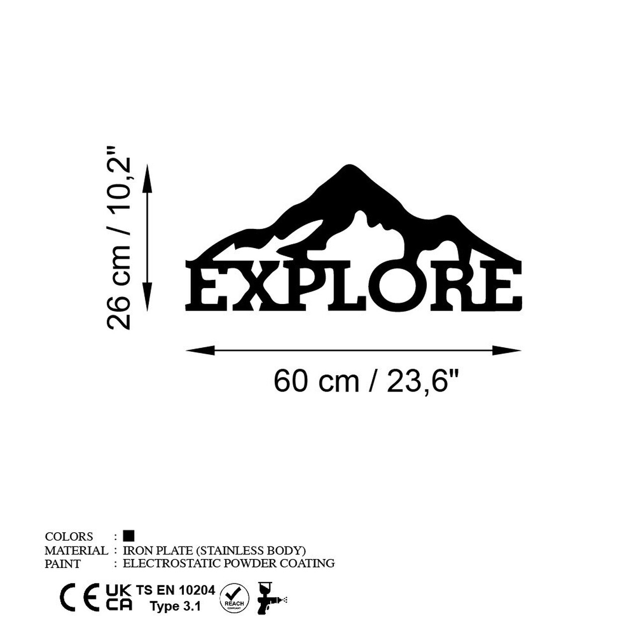 Decoratiune de perete, Explore, Dimensiune: 60 x 26 cm, Negru — imaginea 6