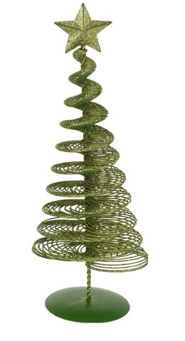 Decoratiune Xmas Tree Spiral, 12x12x36 cm, metal, verde
