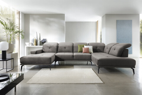 Coltar dreapta 6 locuri ELTAP, RT-04LO, Bretan, 350x205x107 cm, lemn/poliester, gri