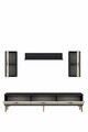 Comoda TV, Hanah Home, Ilay, 180x41x30 cm, Antracit / Travertin / Auriu