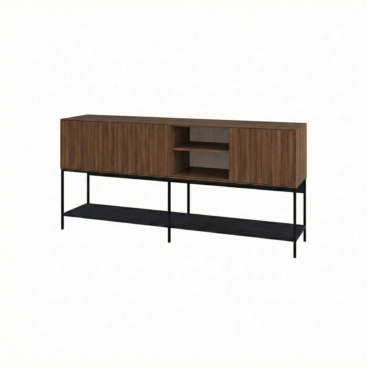 Consola, Hanah Home, Amira, 180x80x40 cm, PAL, Nuc Milano / Negru lemn / Negru — imaginea 5
