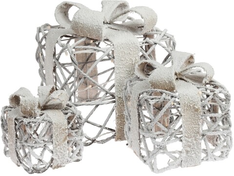 Set 3 cutii luminoase gift box, rachita, maro