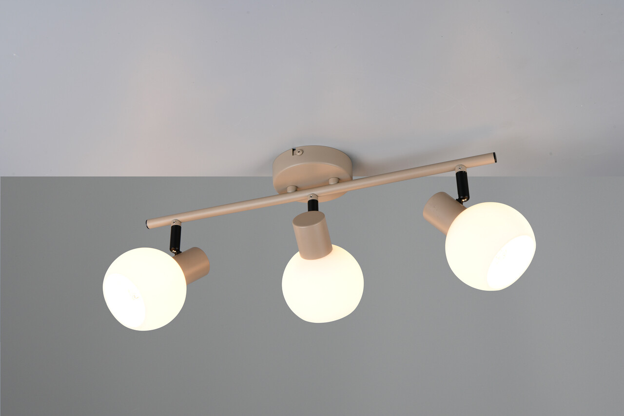 Plafoniera Boba, RL, 45x10x18.5 cm, 10W, 3x E14, metal, bej inchis/alb