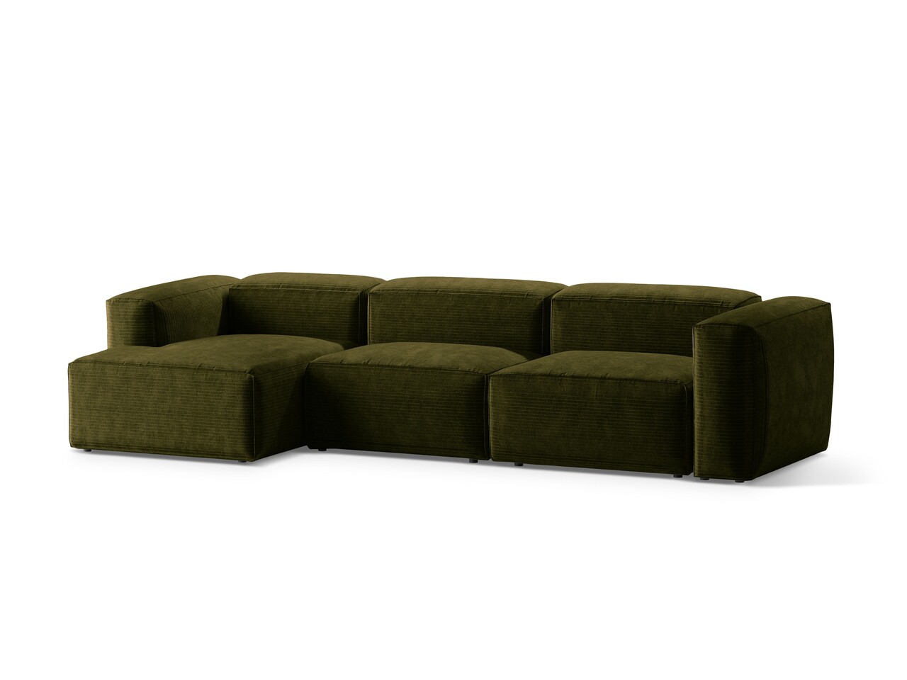 Coltar stanga 4 locuri, Bergamo, Cosmopolitan Design, 344x152x70 cm, catifea chenille raiata, verde - 1 | YEO