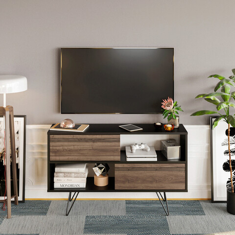Comoda tv, retricy, kerby, 120x30x71 cm, pal, nuc negru